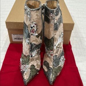 Christian Louboutin Embellished Sequin Ankle Boots